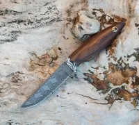 Нож Грибник из мозаичной дамасской стали